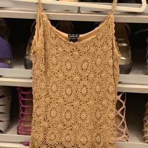 INC Golden  Crochet Cami size medium with delicate bead accent.